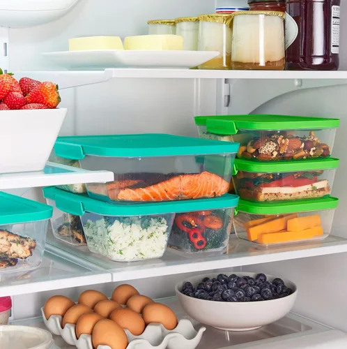 Vista 9 de Sistema Nest It - Recipientes de almacenamiento de alimentos para preparación de comidas con tapas, 2 compartimentos, 3.7 tazas, plástico, paquete