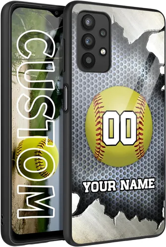 Vista 10 de Personalized Baseball Softball vs Name Number US Flag Decor Rubber Cover Phone Case for Galaxy America Fire