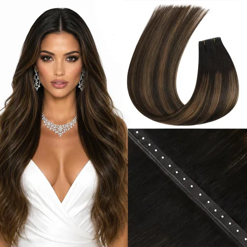 Vista 56 de Moresoo Extensiones de cabello humano real para coser, color negro natural