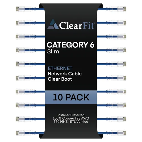 Vista 25 de UNC Group - Paquete de 10 cables de conexión Ethernet Cat6 28AWG de 1 pie, red, arranque transparente, Internet Cat 6, clasificación para centro
