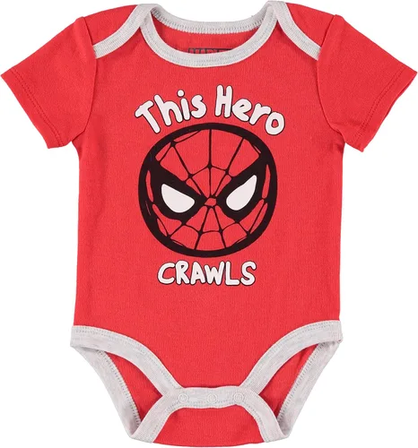 Vista 3 de Marvel Conjunto de 3 piezas de ropa de bebé de Spider-Man con pañal, pantalones y sombrero para bebé
