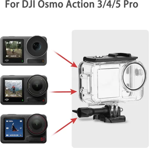 Vista 2 de OKFUN Carcasa impermeable de 164.0 ft/164 pies compatible con DJI Osmo Action 5 Pro Action4 Action3 protección de buceo cubierta protectora
