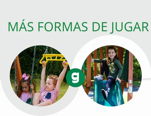Vista 3 de Gorilla Playsets 01-1033 Ozark II - Juego de columpios de madera con toldo de vinilo verde, pared de roca y pelota de boxeo