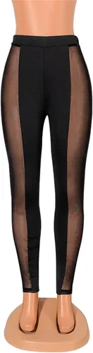 Vista 5 de Atyfuniby Leggings para mujer de cintura alta - Leggings sexys y delgadas de malla transparente para fiesta y ropa de club