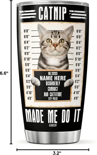 Vista 8 de CUBICER Vaso personalizado con diseño de gato americano de pelo corto con tapa, divertidos regalos de Navidad para mujeres, hombres, adultos