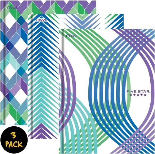 Vista 2 de Five Star Libro de composición/cuaderno, papel rayado universitario, 100 hojas, 9-7/8 x 7-1/2 pulgadas, diseños surtidos, paquete de 3 (38017)