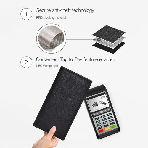 Vista 5 de ESTALON Funda para libro de cheques para hombres y mujeres, funda de cuero estándar para chequera