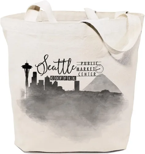 Vista 7 de The Cotton & Canvas Co. Bolso de hombro reutilizable para paisaje urbano, recuerdo, playa, compras y viajes Chicago