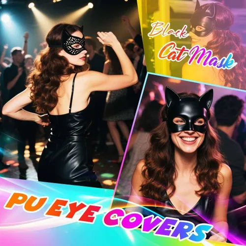 Vista 3 de CLOACE Máscaras de encaje negro para mascarada, cubiertas de ojos, disfraz de Halloween, accesorio para ojos de carnaval