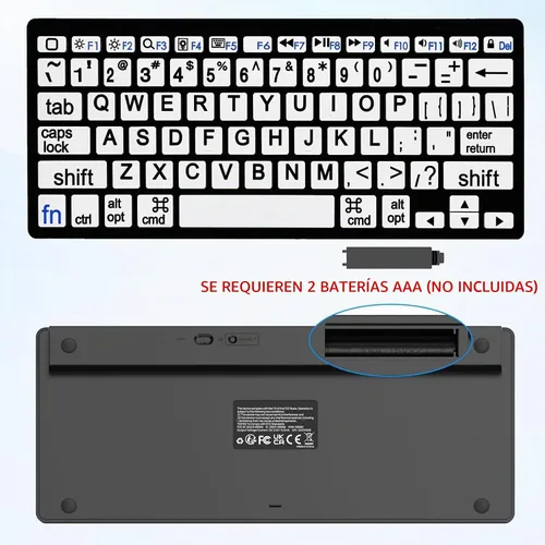 Vista 5 de HXMJ Mini teclado Bluetooth de impresión grande compatible con iPad, iPhone, iPod, MacBook para personas mayores y personas con discapacidad visual