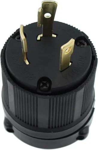 Vista 2 de NEMA L6-30P Receptáculo de bloqueo de montaje empotrado, enchufe de bloqueo giratorio para generador, 30 amperios 250 V 2 polos 3 cables a tierra