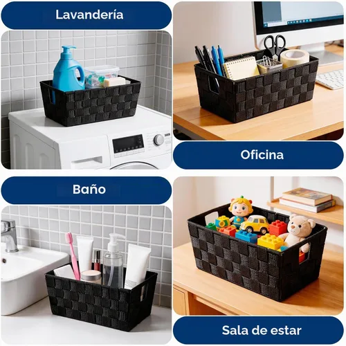 Vista 3 de Whitmor 6581-2712-BLK Bolsa pequeña con correa tejida para estante, negra