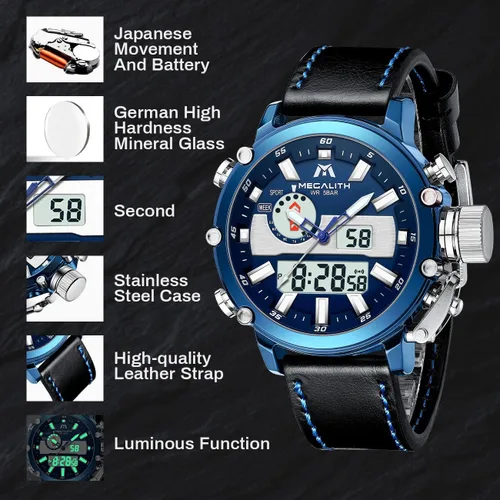 Vista 9 de MEGALITH Relojes digitales militares para hombre reloj deportivo al aire libre táctico de 1772in cara grande 5 ATM resistente al agua con alarma