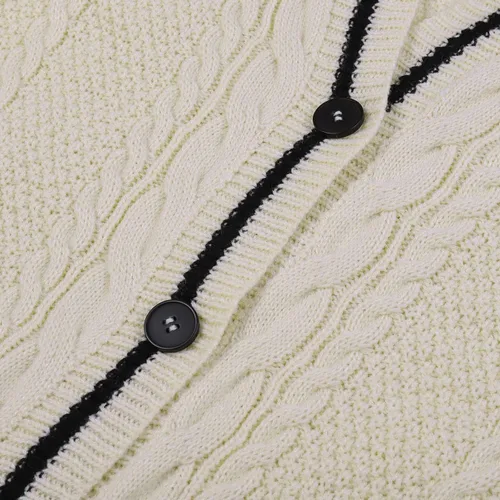 Vista 4 de Mundoven Cárdigan de punto de gran tamaño para mujer, casual, con botones, manga larga, cuello en V, suéteres folclóricos para exteriores
