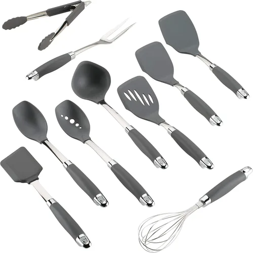 Vista 11 de Anolon SureGrip tenedor de carne de acero inoxidable/herramienta de cocina, 13.25 pulgadas, gris, 46288
