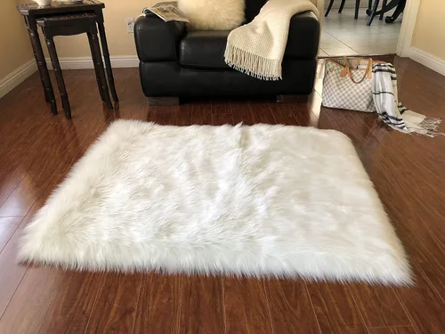 Vista 23 de LAMBZY Alfombra cuadrada de piel de oveja sintética, súper suave, hipoalergénica, de pelo de felpa de primera calidad