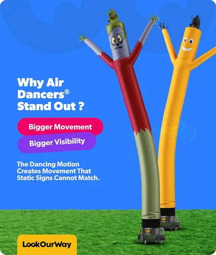 Vista 6 de LookOurWay Juego inflable de tubo para hombre de Halloween Air Dancers Inflable de monstruo loco de 20 pies con soplador de 12 pulgadas Monster