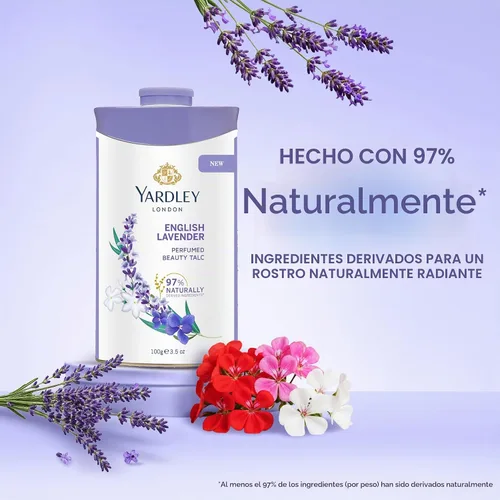 Vista 6 de Talco desodorante perfumado Yardley London con lavanda inglesa, polvo de talco 100gm, 3.5 onzas