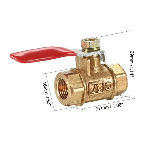 Vista 2 de uxcell Interruptor de cierre de válvula de bola de aire de latón G1/8 hembra a hembra, acoplador de montaje de tubería de tubería de 180 grados