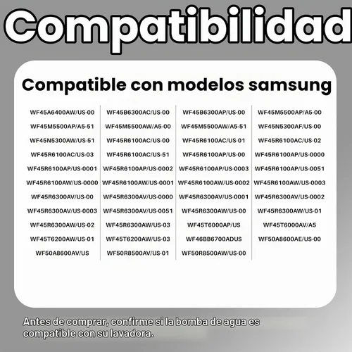 Vista 2 de Bomba de drenaje de lavadora apta para Samsung WF45B6300AP/US WF45B6300AC