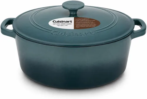 Vista 15 de Cuisinart Freidora de pollo de hierro fundido de 12 pulgadas con tapa, capacidad de 4.5 cuartos de galón, interior esmaltado de porcelana, apta
