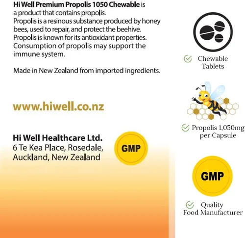 Vista 5 de Hi Well Premium Propolis 1050 500 Tabletas