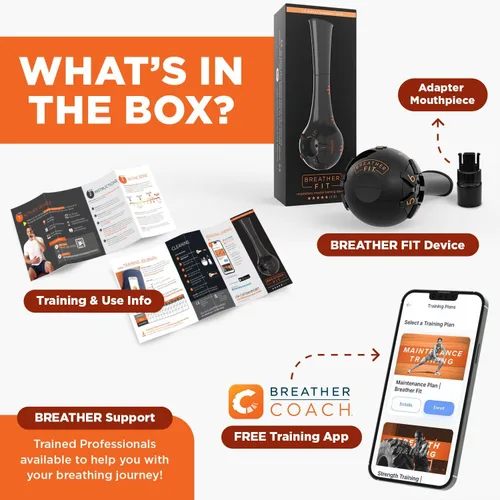 Vista 6 de El Breather Fit - Entrenador de pulmones para atletas - Dispositivo portátil de ejercicio de respiración para los pulmones - Fortalecedor