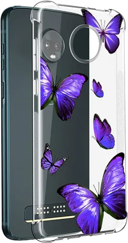 Vista 3 de Funda transparente compatible con Moto Z4, Motorola Z4 Play XT1980-4 para niñas y mujeres, bonita funda protectora de TPU suave a prueba de golpes