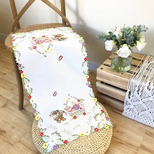 Vista 32 de Mantel bordado para decoración de encaje a prueba de polvo, sin arrugas, lavable, floral, rectangular, para cocina, comedor, vacaciones, cumpleaños