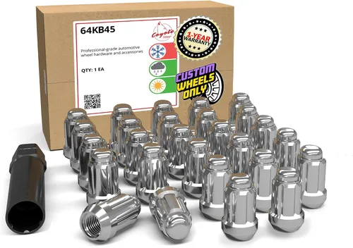 Vista 19 de Piezas de accesorios de rueda, 20 piezas de 1/2 "-20 roscas estriadas de 3.35 pulgadas de largo, tuercas hexagonales negras para Ford Mustang Jeep