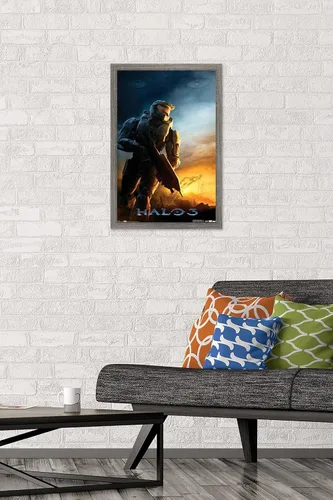 Vista 2 de Trends International Halo 3 - Póster de pared del Despertar, 14.725 x 22.375 pulgadas, versión con marco de madera tipo granero