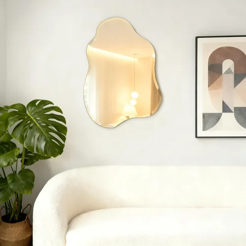 Vista 8 de Espejo de pared sin marco en forma de nube, 20 x 28 pulgadas, espejo de tocador con borde biselado