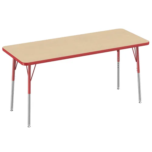 Vista 196 de FDP - Mesa rectangular para actividades escolares y de oficina (24 x 36 pulgadas), patas estándar con deslizadores giratorios, altura ajustable