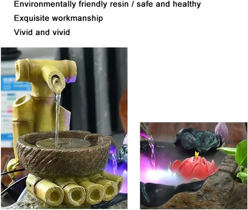 Vista 3 de Tabletop Water Fountain Indoor Desktop Fountain Ornaments Office Flowing Water Fountain Atomizing Humidifier Micro-Landscape Home Decorations