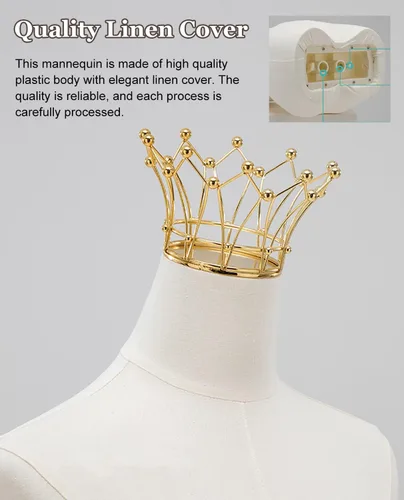 Vista 5 de Elegant Gold Wedding Dress Mannequin with Arms - Half-Size Female Dress Form for Clothing & Jewelry Display, Stylish Torso Mannequin with Stand for