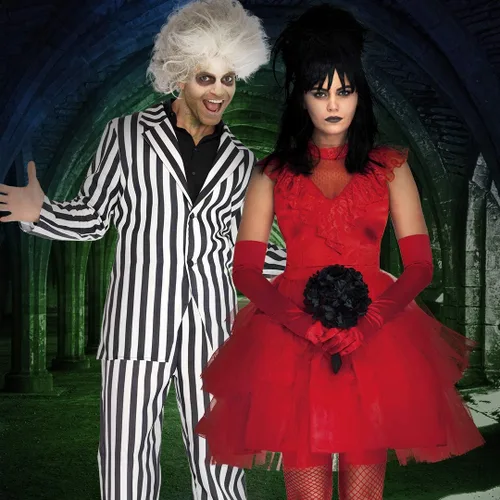 Vista 6 de Leg Avenue Disfraz de Halloween Beetle Bride de los años 80 para mujer, Rojo