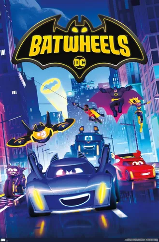 Vista 9 de Trends International DC Comics TV Batwheels - Póster de pared de arte clave, 22.4 pulgadas de largo x 14.7 W, versión enmarcada de madera de granero