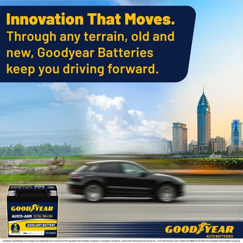 Vista 7 de Goodyear AUX12-AGM 12V 12 AH, 20RC, 200 CCA Platinum serie recargable AGM batería auxiliar sin mantenimiento