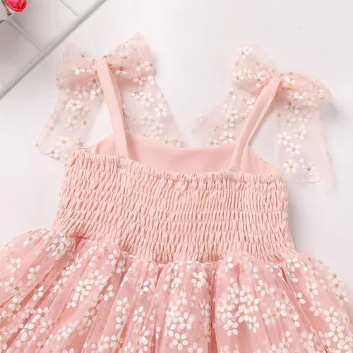 Vista 5 de Vestido tutú de verano para niñas pequeñas, sin espalda, vestido de princesa para fiesta de cumpleaños, lentejuelas con volantes, tul con lazo