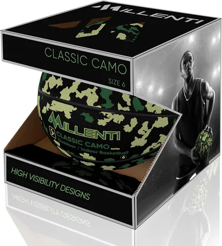 Vista 8 de Millenti Street-Wise - Balones de baloncesto de camuflaje coloridos destacados para hombres, mujeres, jóvenes, niños, básquetbol callejero fresco al