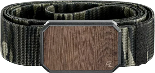 Vista 10 de Groove Life - Cinturón de nailon elástico para hombre con hebilla magnética de aluminio Gun Metal / Dark Earth