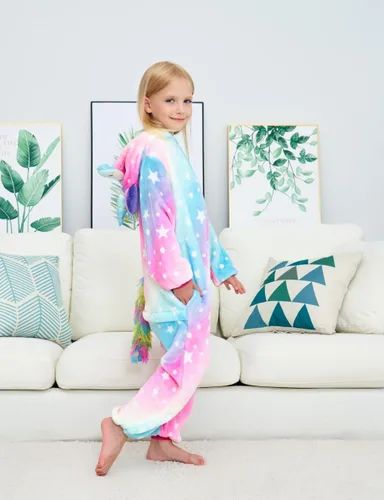 Vista 2 de Pijama unisex de una pieza de unicornio para niñas, disfraz de Halloween, cosplay, ropa de dormir