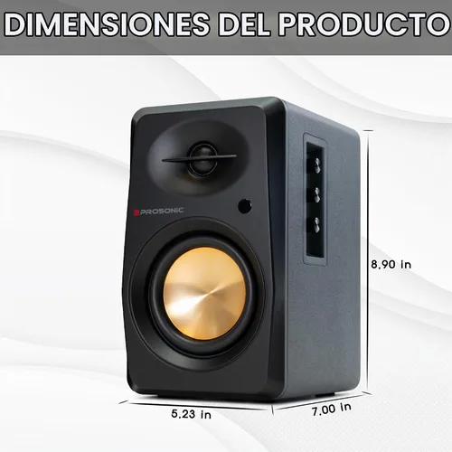 Vista 7 de Prosonic BT30 (versión 2023) Altavoces Bluetooth activos, monitor de estudio, cine en casa, tocadiscos con entrada óptica, entrada coaxial, 2 Negro