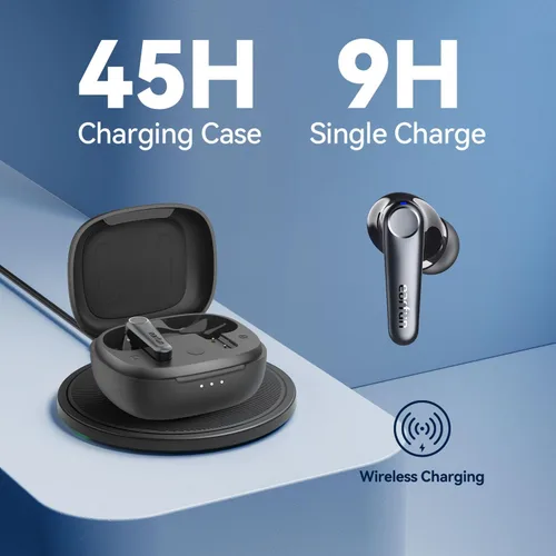 Vista 6 de Auriculares EarFun Air Pro 3 con cancelación de ruido, sonido adaptativo Qualcomm® aptX™, 6 micrófonos CVC 8.0 ENC, auriculares Bluetooth 5.3