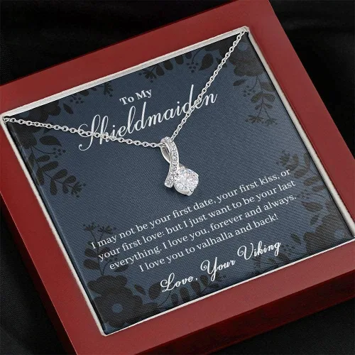 Vista 3 de Joyería hecha a mano To My Shieldmaiden Love You to Valhalla And Back Love Knot Collar, regalo de joyería vikinga Shieldmaiden esposa, regalo