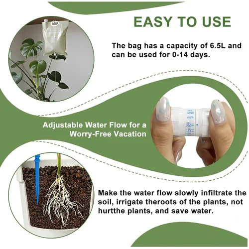 Vista 2 de 3 Pcs Plant Self Watering Device,6.5L Automatic Vacation Plant Waterer Bag