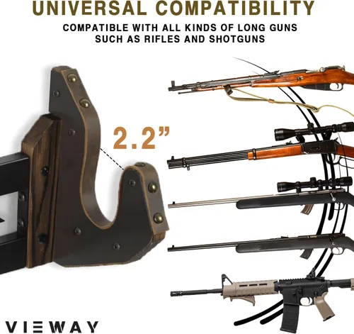 Vista 6 de MK877B - Estante para armas de pared, gancho horizontal para rifle único con estante para arco de armas de fuego, soporte de exhibición organizador