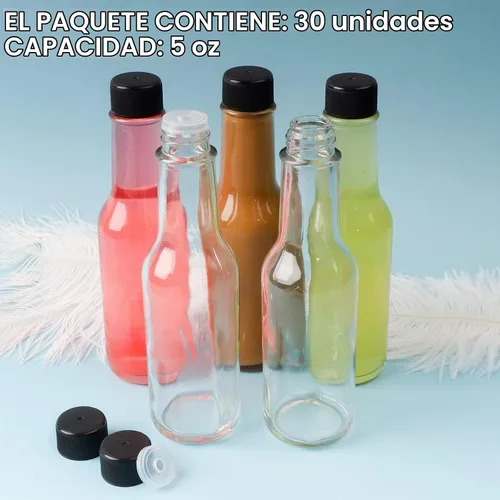 Vista 2 de HINGWAH Paquete de 30 botellas de salsa picante, botellas transparentes de 5 onzas