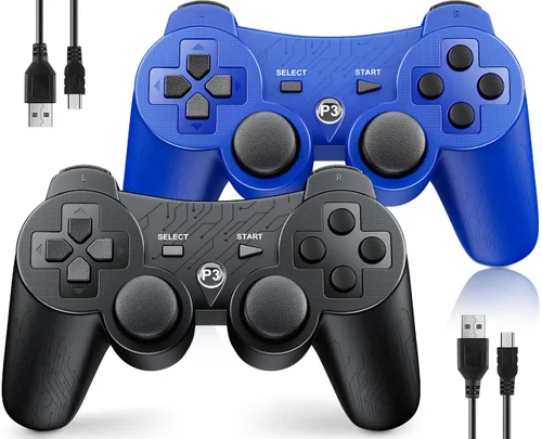 Vista 9 de OKHAHA Controller 2 Pack for PS3 Wireless Controller for Sony Playstation 3, Double Shock 3, Bluetooth, Rechargeable, Motion Sensor, Remote for PS3