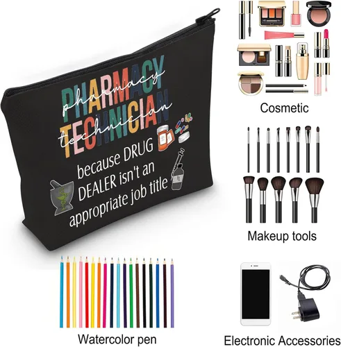 Vista 5 de ZJXHPO Pharmacy Tech Survival Kit RX Neceser Técnico de Farmacia Bolsa de Maquillaje con Cremallera Farmacia Tech Apreciación Regalo, BL Pharmacy